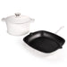 Image 9 of Neo 3pc Cast Iron Cookware Set, Grill Pan & Round Dutch Oven, White