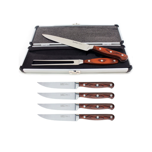 Image 1 of Pakka Wood 7pc Stainless Steel Steak & Carving Knife Set