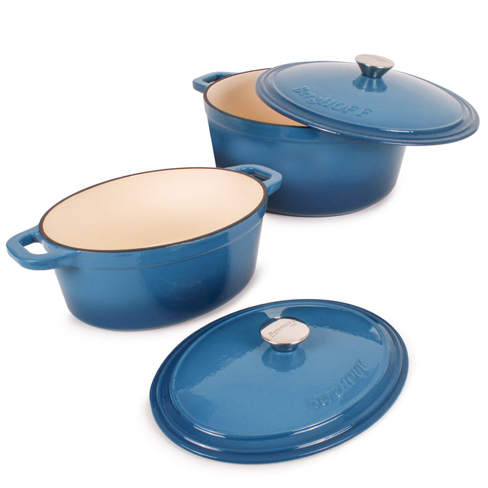 Image 3 of Neo 6pc Cast Iron Dutch Oven Cookware Set with Lids, Blue