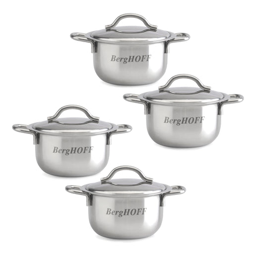 Image 1 of BergHOFF 4Pc 18/10 Stainless Steel 2.5" Condiment Canister Set