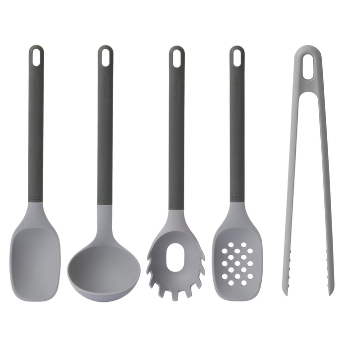 Image 1 of Leo 5Pc Nonstick Silicone Utensil Set, Grey