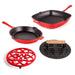 Image 1 of Neo 4pc Cast Iron Grill & Fry Pan Set, Red