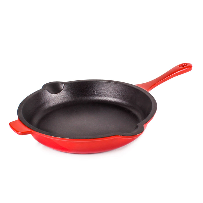 Image 3 of Neo 4pc Cast Iron Grill & Fry Pan Set, Red