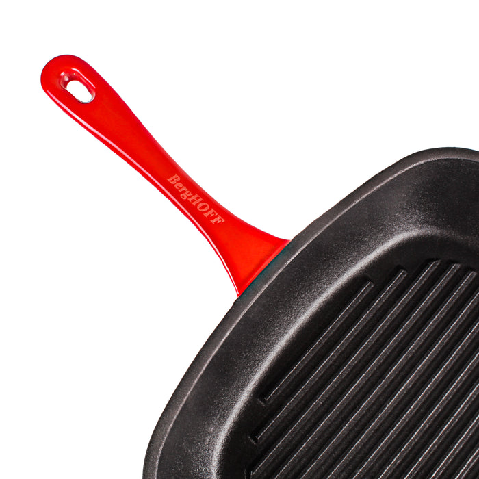 Image 5 of Neo 4pc Cast Iron Grill & Fry Pan Set, Red