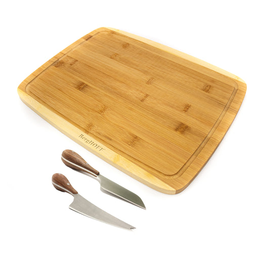 Image 1 of Bamboo 3Pc Rectangle Board  and Aaron Probyn Cheese Knives Set