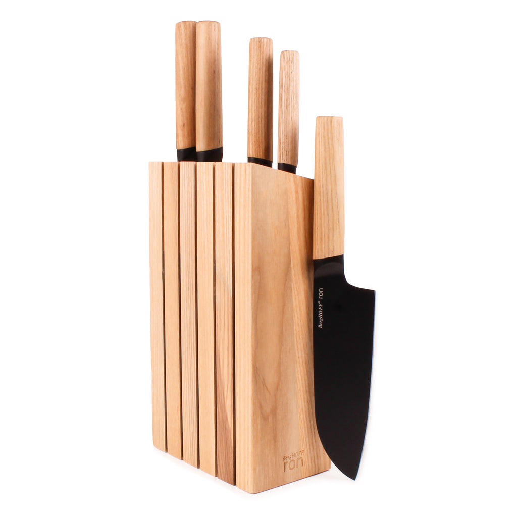 BergHOFF Ron 6Pc Knife Block Set, Natural Wood Handle