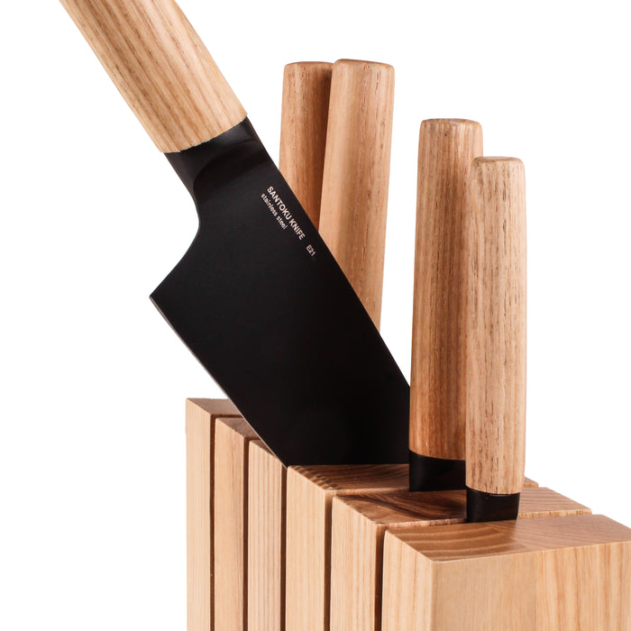 BergHOFF Ron 6pc Knife Block Set, Natural Wood Handle