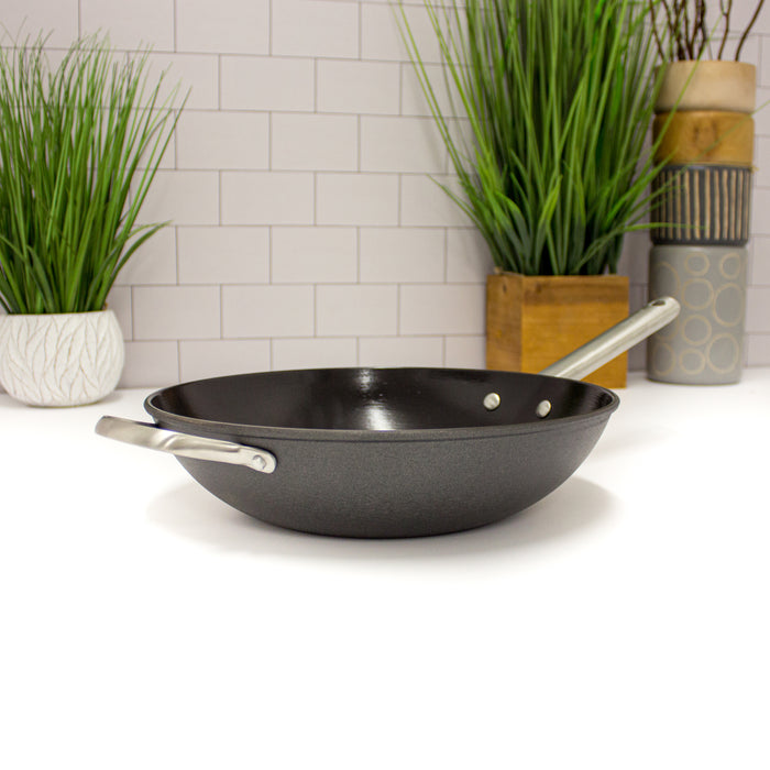 Image 3 of Geminis 3Pc Non-stick Spun Cast Aluminum 13.5" Wok With Silicone Screen & Skimmer