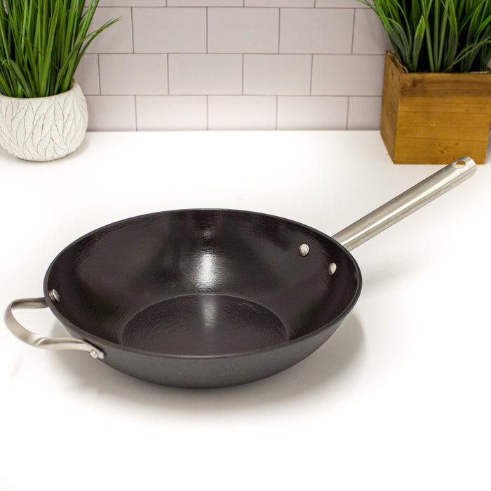 Image 4 of Geminis 3Pc Non-stick Spun Cast Aluminum 13.5" Wok With Silicone Screen & Skimmer