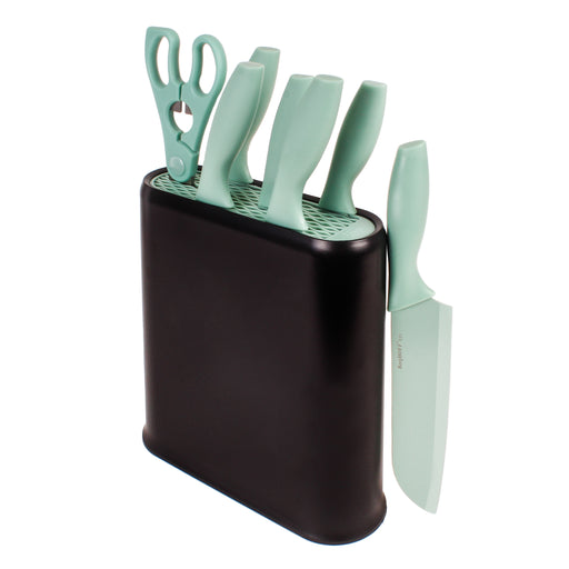Image 1 of BergHOFF 8Pc Stainless Steel Kitchen Knife Set with Universal Knife Block, Mint