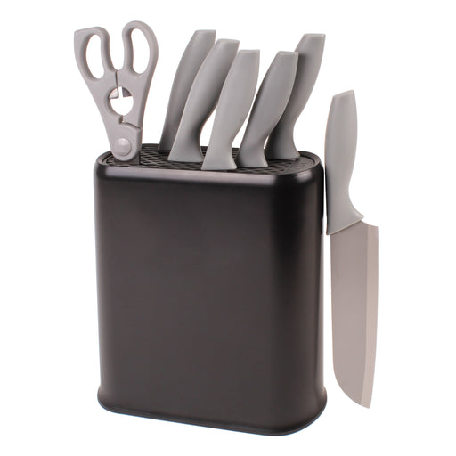 Image 1 of BergHOFF 8Pc Stainless Steel Kitchen Knife Set with Universal Knife Block, Gray