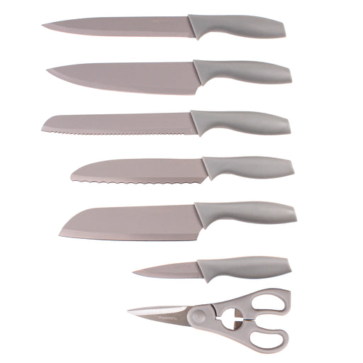 Image 2 of BergHOFF 8Pc Stainless Steel Kitchen Knife Set with Universal Knife Block, Gray