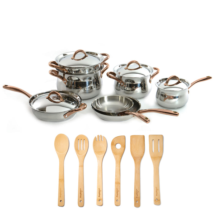 Image 1 of Ouro Gold 17Pc 18/10 Stainless Steel Cookware Set, SS Lids