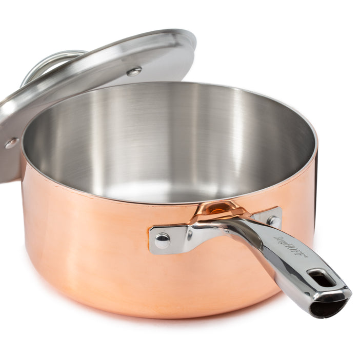 Image 2 of Vintage 5pc Tri-Ply Copper Cookware Set with Lids, Polished