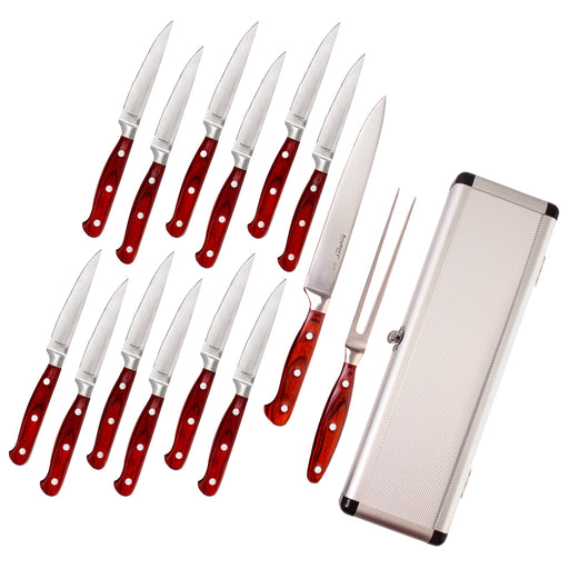 Image 1 of Pakka Wood 15pc Stainless Steel Steak & Carving Knife Set