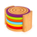 Image 1 of Bamboo 7pc Coaster Set with Silicone Rims, Multicolor