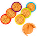 Image 2 of Bamboo 7pc Coaster Set with Silicone Rims, Multicolor