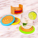 Image 4 of Bamboo 7pc Coaster Set with Silicone Rims, Multicolor