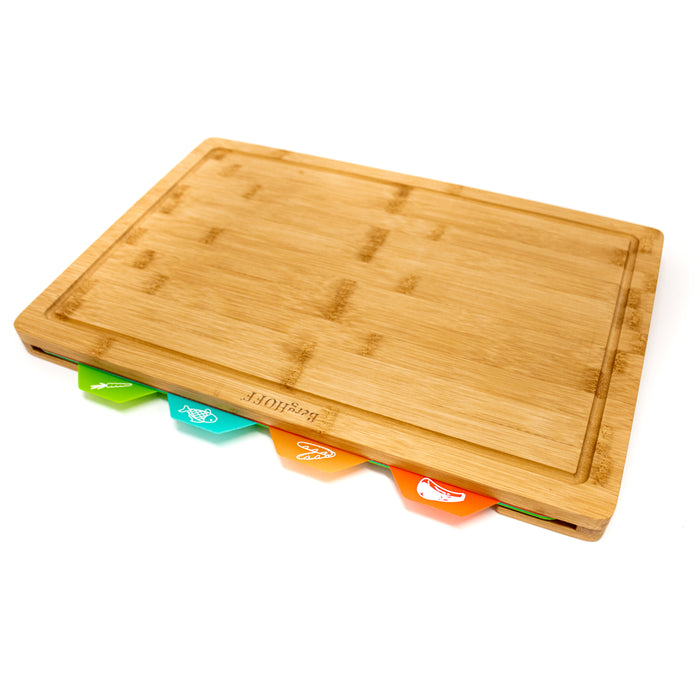 Image 3 of BergHOFF Bamboo Cutting Board with 4Pc Flexible Plastic Cutting Board Inserts, 16.5x 11.8x 1.1"