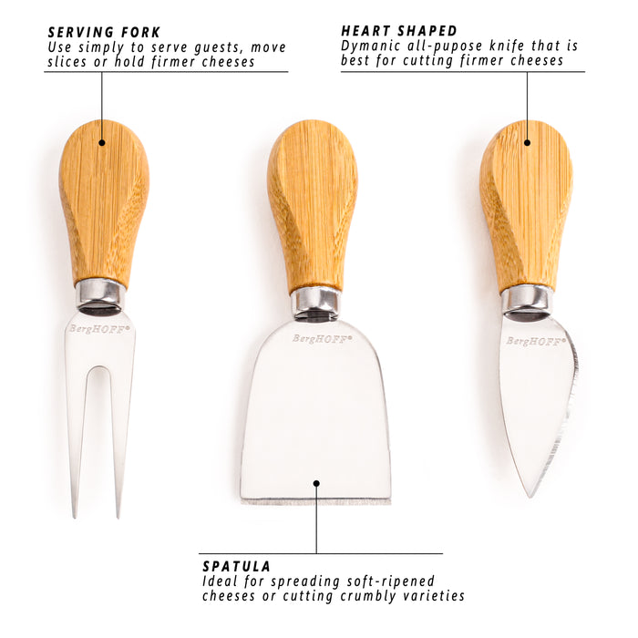 Image 7 of Stainless Steel 4pc Cheese Knives with Bamboo Paddle Board Set, 22x7.9x1"