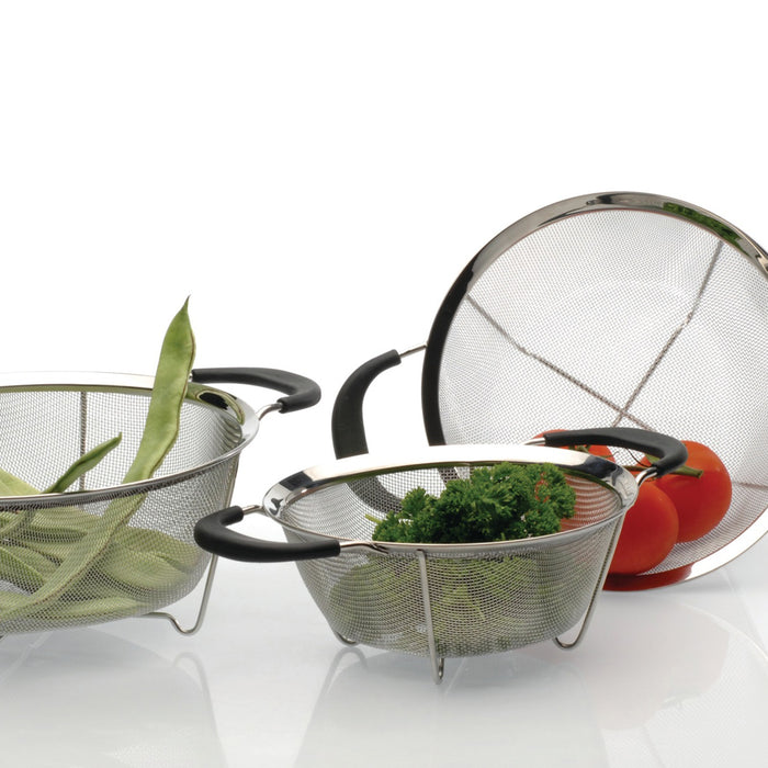 Image 3 of Essentials 3Pc Graduated Colander Set, 18/10 Stainless Steel, Sturdy Feet