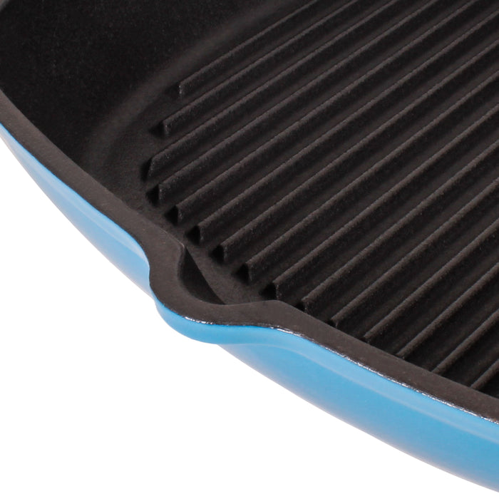 Image 5 of Neo 2Pc Cast Iron 11" Grill Pan with Steak Press, Blue