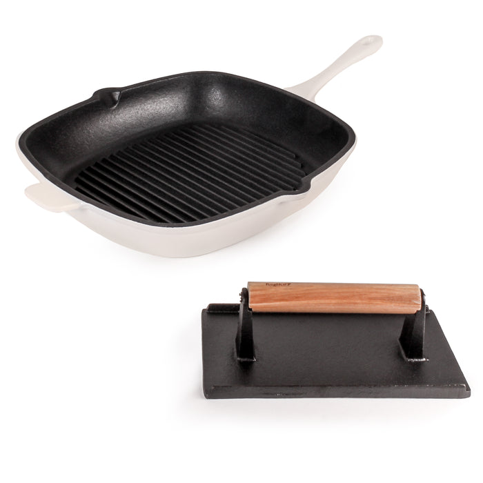 Image 1 of Neo 2Pc Cast Iron 11" Grill Pan with Steak Press, Meringue