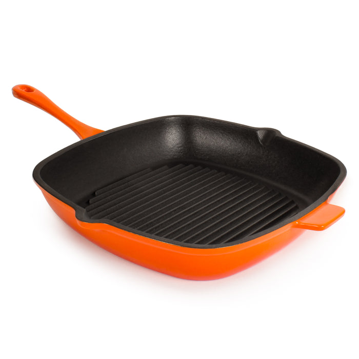 Image 3 of Neo 2Pc Cast Iron 11" Grill Pan with Steak Press, Orange