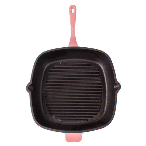 Image 2 of Neo 2Pc Cast Iron 11" Grill Pan with Steak Press, Pink