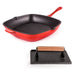 Image 1 of Neo 2Pc Cast Iron 11" Grill Pan with Steak Press, Red