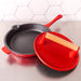 Image 3 of Neo 2pc Cast Iron 10" Fry Pan with Steak Press, Red