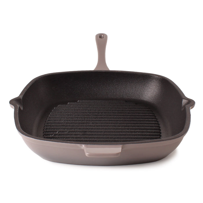 Image 2 of Neo 2pc Cast Iron 10" Fry Pan & 11" Grill Pan Cookware Set, Oyster