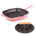 Image 1 of Neo 2pc Cast Iron 11" Grill Pan with Slotted Steak Press, Pink