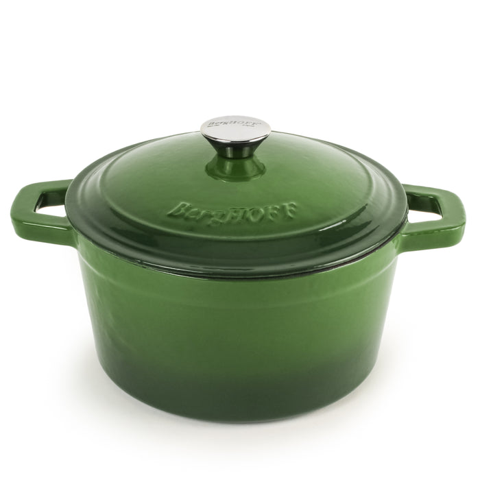 Image 5 of Neo 3pc Cast Iron Cookware Set, Grill Pan & Round Dutch Oven, Green