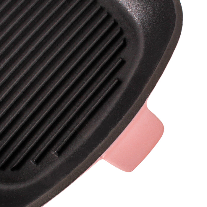 Image 8 of Neo 3pc Cast Iron Cookware Set, Grill Pan & Round Dutch Oven, Pink