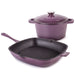 Image 1 of Neo 3pc Cast Iron Cookware Set, Grill Pan & Round Dutch Oven, Purple