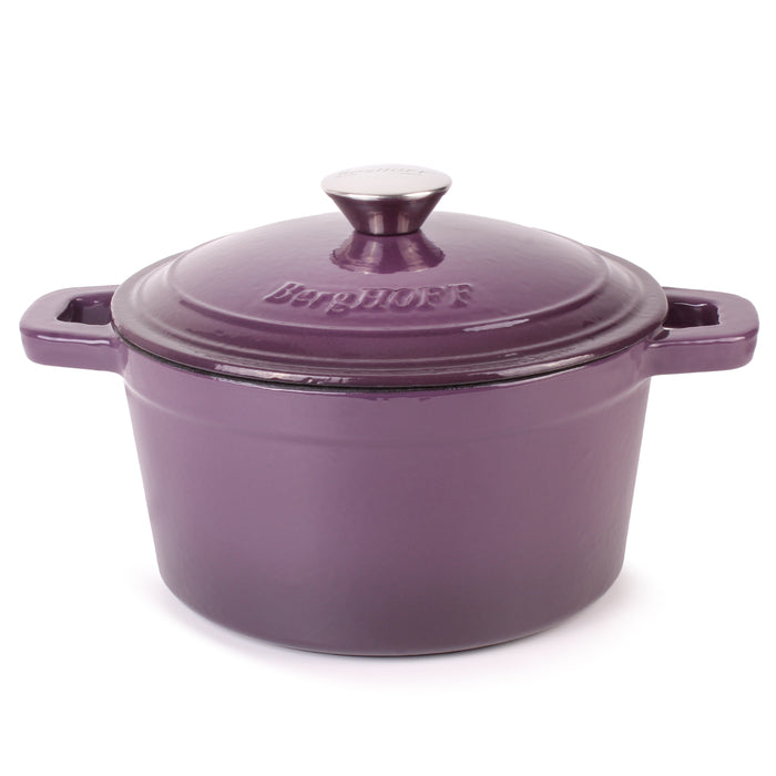 Image 5 of Neo 3pc Cast Iron Cookware Set, Grill Pan & Round Dutch Oven, Purple