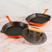 Image 2 of Neo 3pc Cast Iron Fry Pan & Grill Pan Set with Slotted Steak Press, Orange