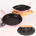 Image 2 of Neo 3pc Cast Iron Fry Pan & Grill Pan Set with Slotted Steak Press, Pink