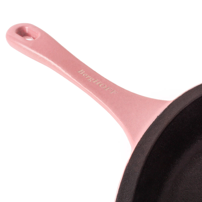 Image 8 of Neo 3pc Cast Iron Fry Pan & Grill Pan Set with Slotted Steak Press, Pink