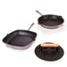 Image 1 of Neo 3pc Cast Iron Fry Pan & Grill Pan Set with Slotted Steak Press, Oyster