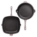 Image 3 of Neo 3pc Cast Iron Fry Pan & Grill Pan Set with Slotted Steak Press, Oyster