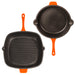 Image 5 of Neo 4pc Cast Iron Cookware Set, Fry Pan, Grill Pan & Round Dutch Oven, Orange