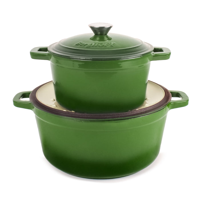 Image 3 of Neo 4pc Cast Iron Cookware Set, 3qt. & 7qt., Green