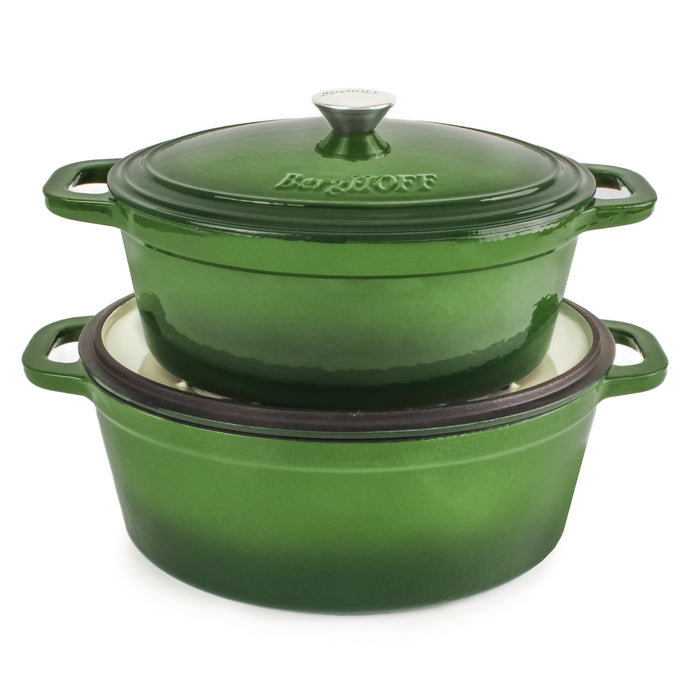 Image 3 of Neo 5pc Cast Iron Oval Dutch Oven Set with 10" Fry Pan, 5qt. & 8qt., Green