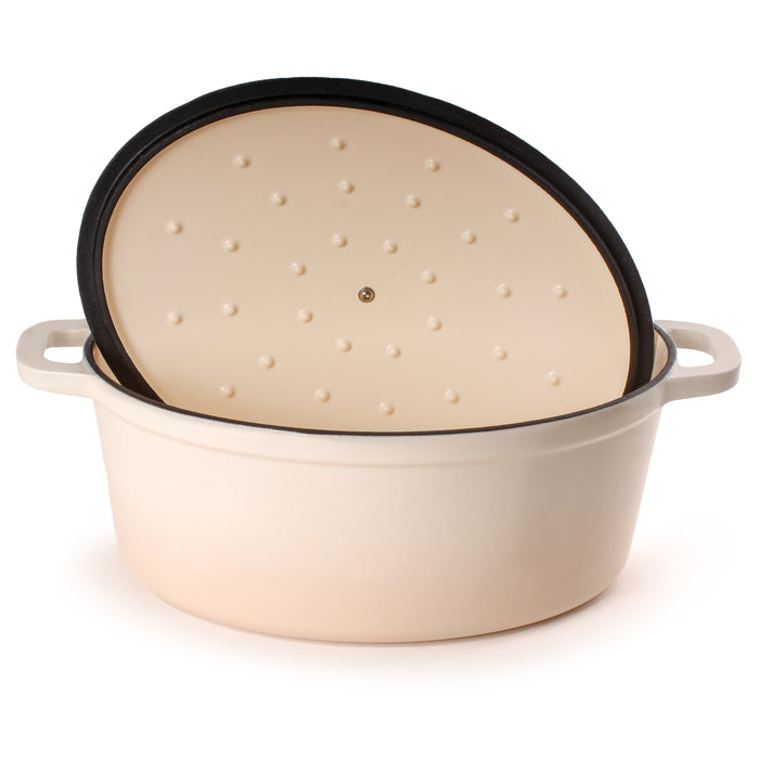 Image 2 of Neo 5pc Cast Iron Oval Dutch Oven Set with 10" Fry Pan, 5qt. & 8qt., Meringue