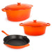 Image 1 of Neo 5pc Cast Iron Oval Dutch Oven Set with 10" Fry Pan, 5qt. & 8qt., Orange