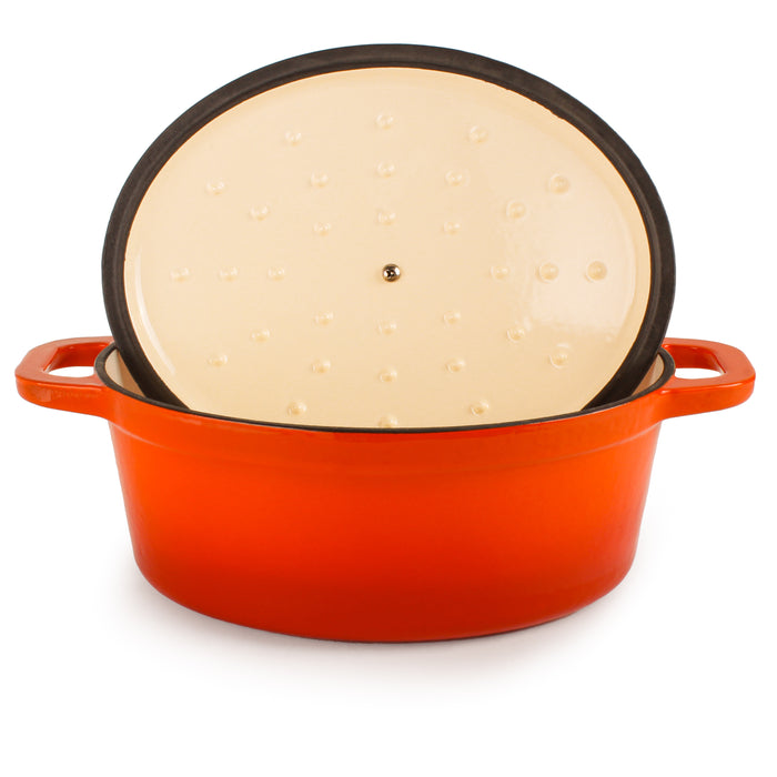 Image 3 of Neo 5pc Cast Iron Oval Dutch Oven Set with 10" Fry Pan, 5qt. & 8qt., Orange