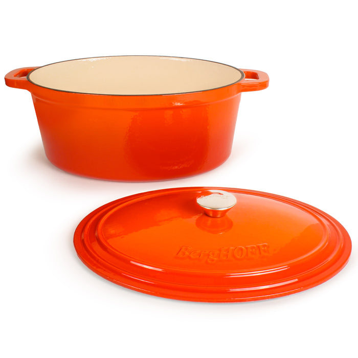 Image 7 of Neo 5pc Cast Iron Oval Dutch Oven Set with 10" Fry Pan, 5qt. & 8qt., Orange