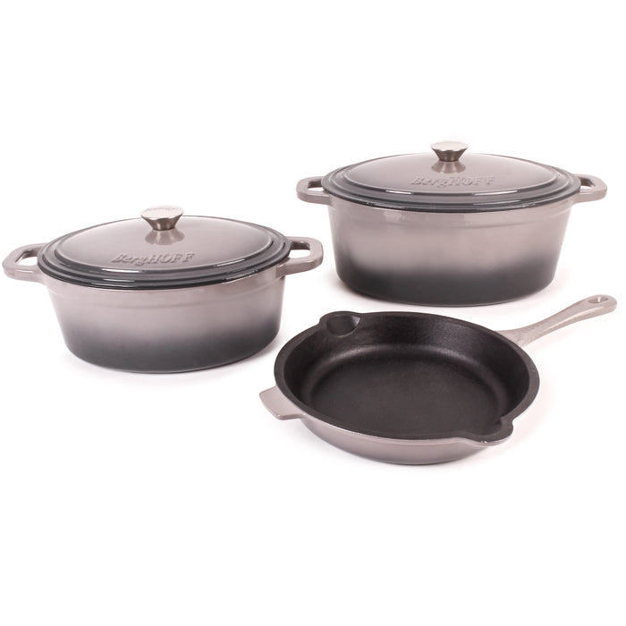 Image 1 of Neo 5pc Cast Iron Oval Dutch Oven Set with 10" Fry Pan, 5qt. & 8qt., Oyster